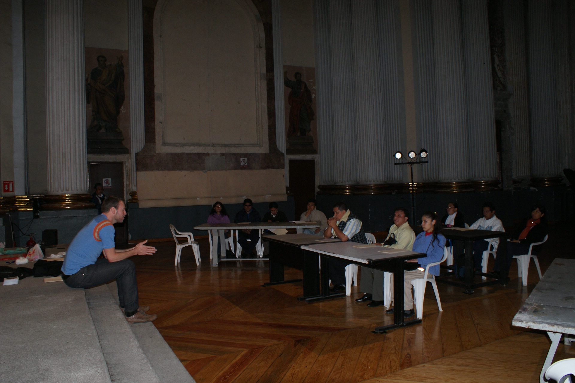 Conceptual Art Workshop for the Blind - Teacher and Students in the Classroom